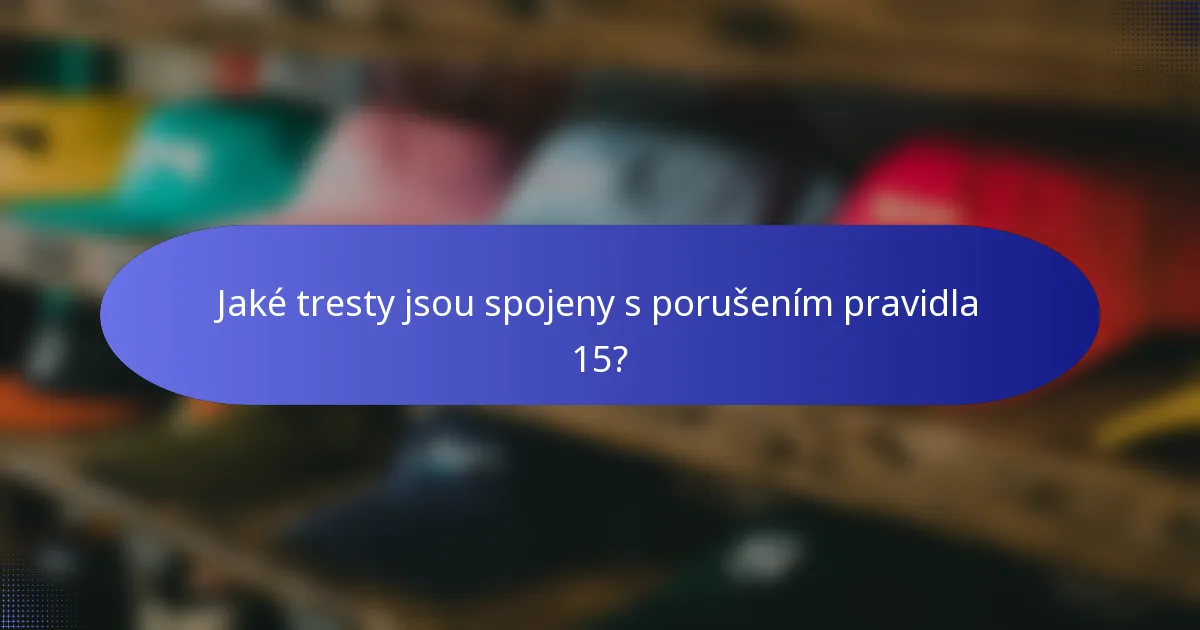 Jaké tresty jsou spojeny s porušením pravidla 15?